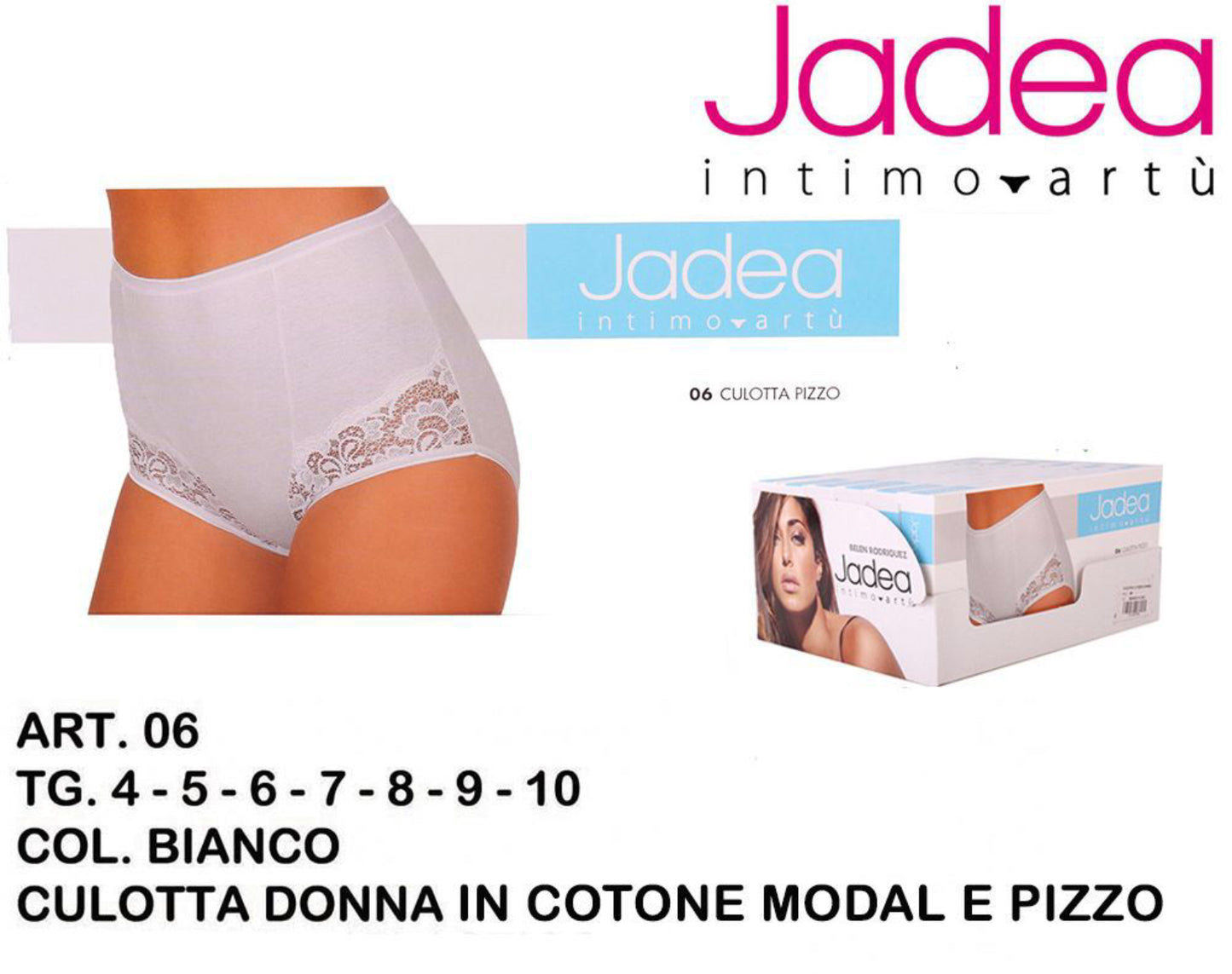 JADEA  culotte cotone bordo in pizzo bianco art.06