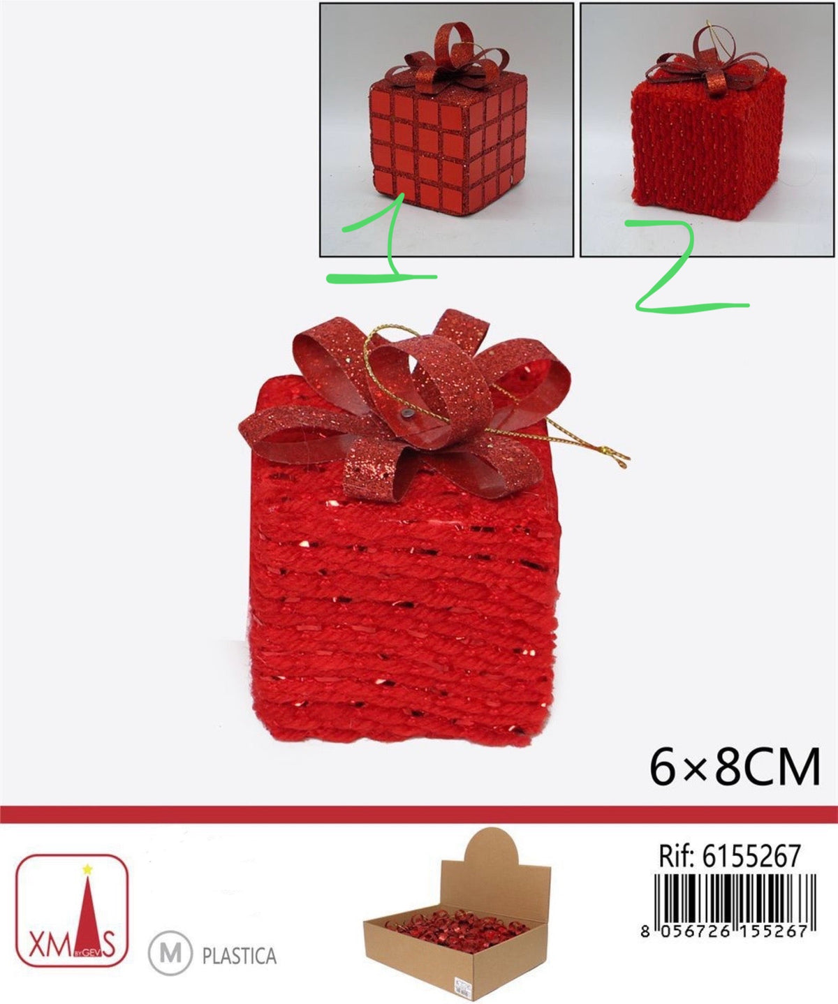 NATALIZIA pendente pacchetto regalo rosso 8cm
