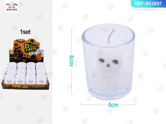 HALLOWEEN candela in vetro teschio  6x5cm