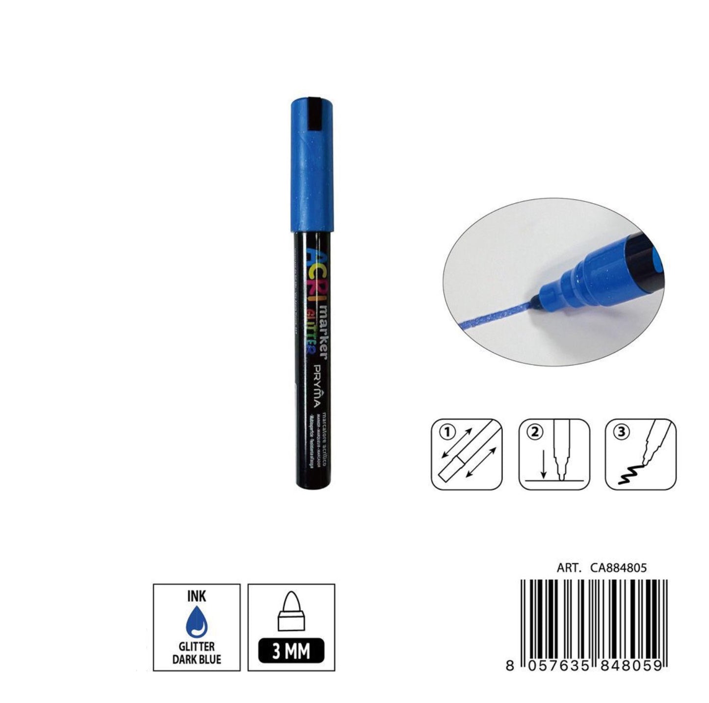 PRYMA marcatore acrilico 3mm N.139 blu glitter
