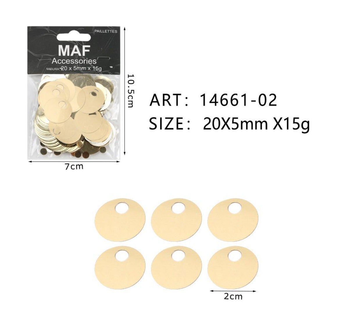 PAIETTE 20x5mm 15g ART.14661