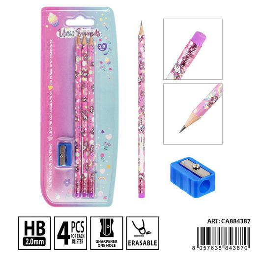 PRYMA unicorno friends matita HB 3pz+ temperino