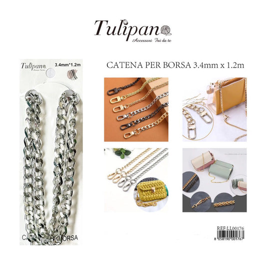 CATENA per borsa argento 3.4mmx1.2m