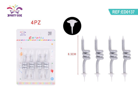 CANDELA SPIRALE GLITTER  8.3CM 4PZ