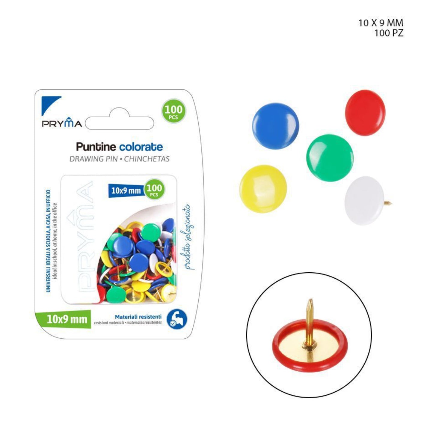 PRYMA puntine colorate 1x0,9cm 100pz