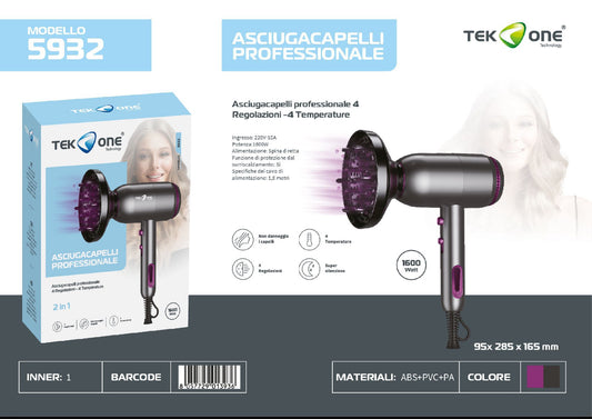 TEK ONE asciugacapelli professionale mod.5932