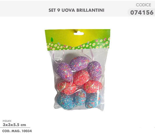 PASQUA set 9uova brillantini