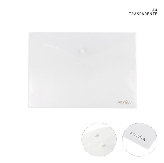 PRYMA busta c/bottone A4 trasparente