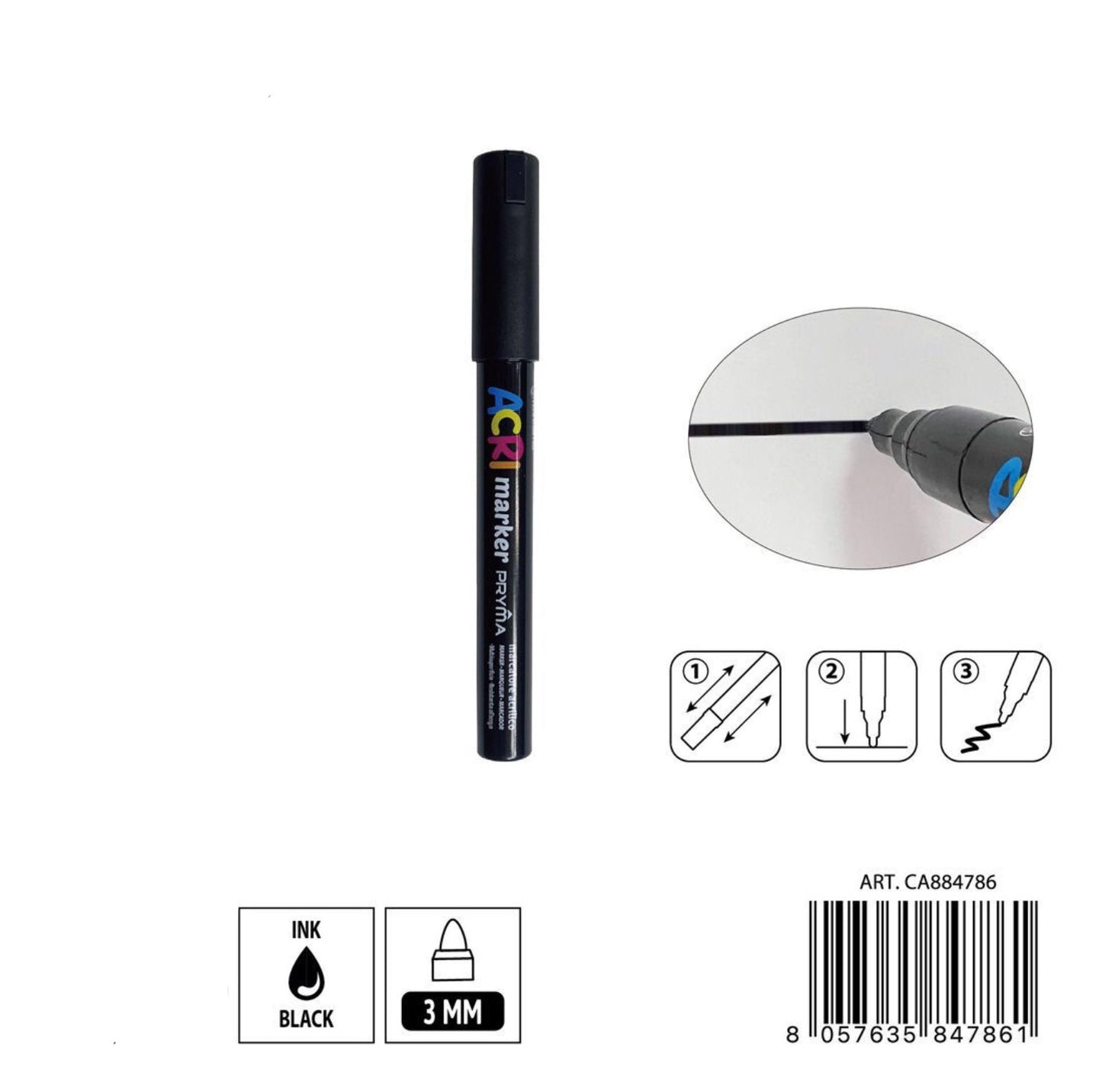 PRYMA marcatore 3mm N.136 nero