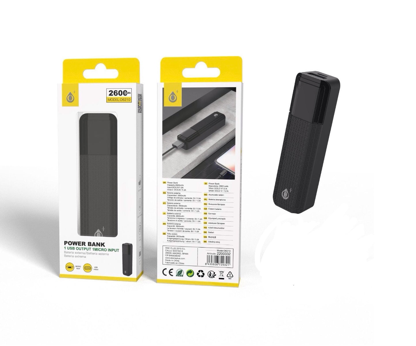 POWER  BANK solare 2600MAH nero