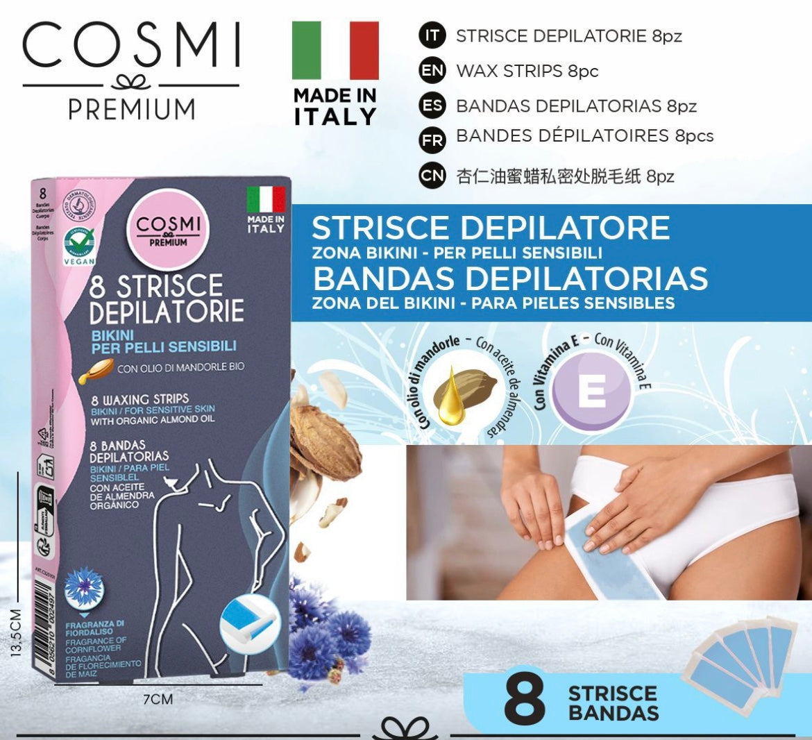 COSMI strisce depilatorie BaiKILI sensibili  8pz