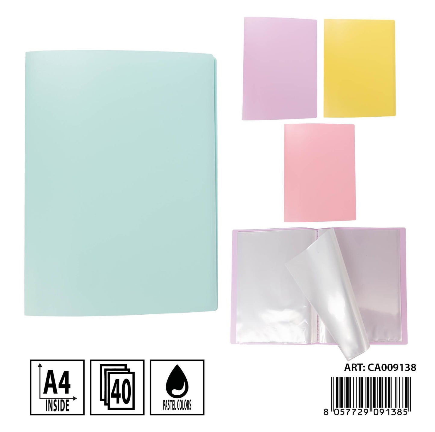 PRYMA porta listino A4 40tasche pastel