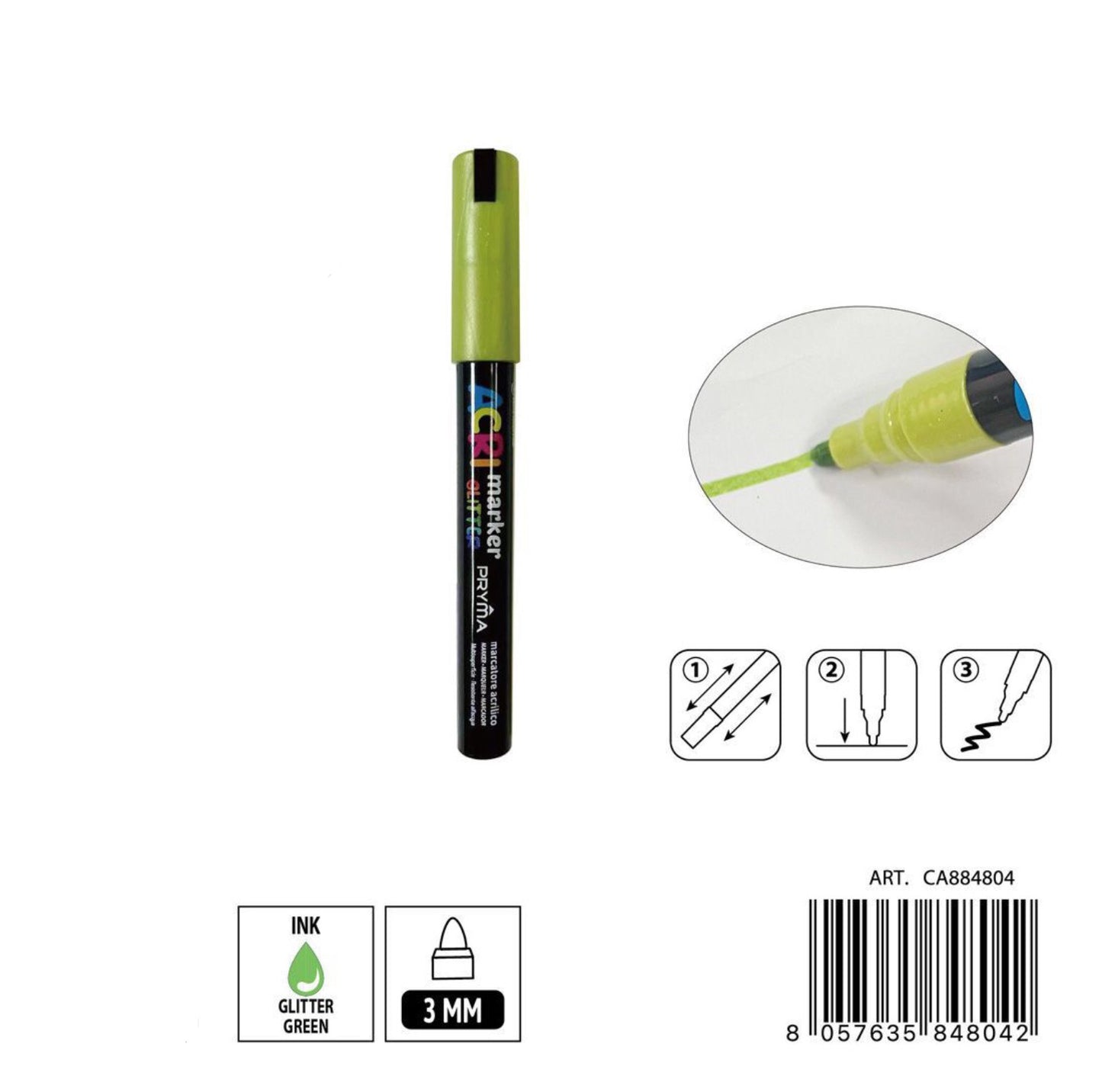 PRYMA marcatore acrilico 3mm N.138 verde glitter