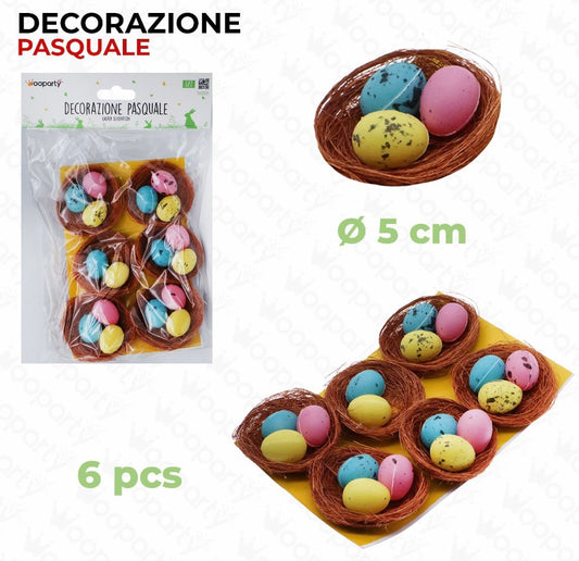 PASQUA cestino con uova 6pz 5cm