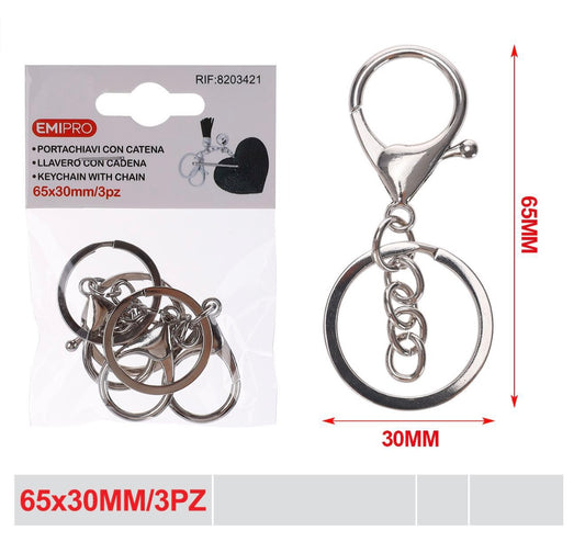 EMI PORTACHIAVI CON CATENA 65*30MM 3PZ