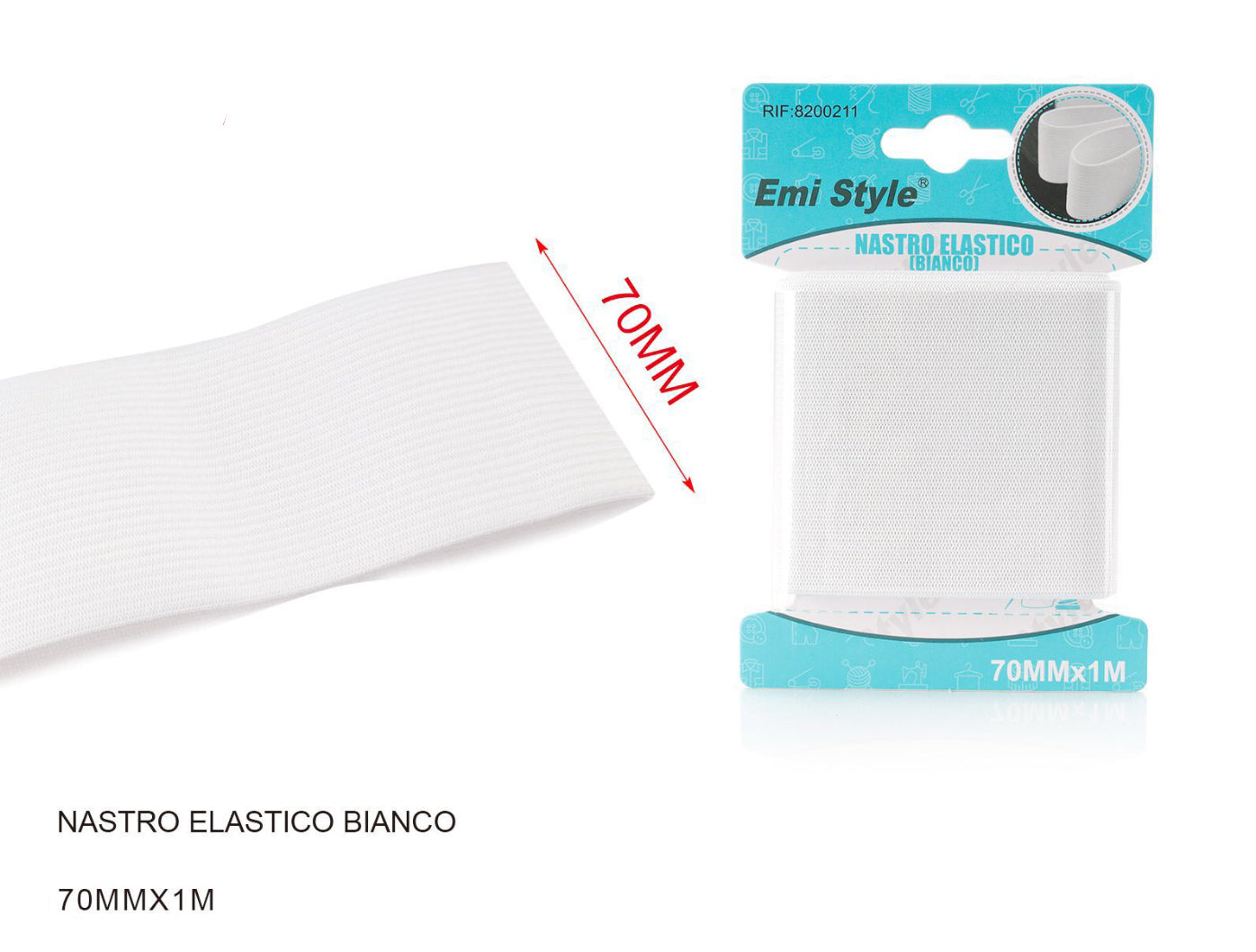 NASTRO elastico bianco 70mmx1m