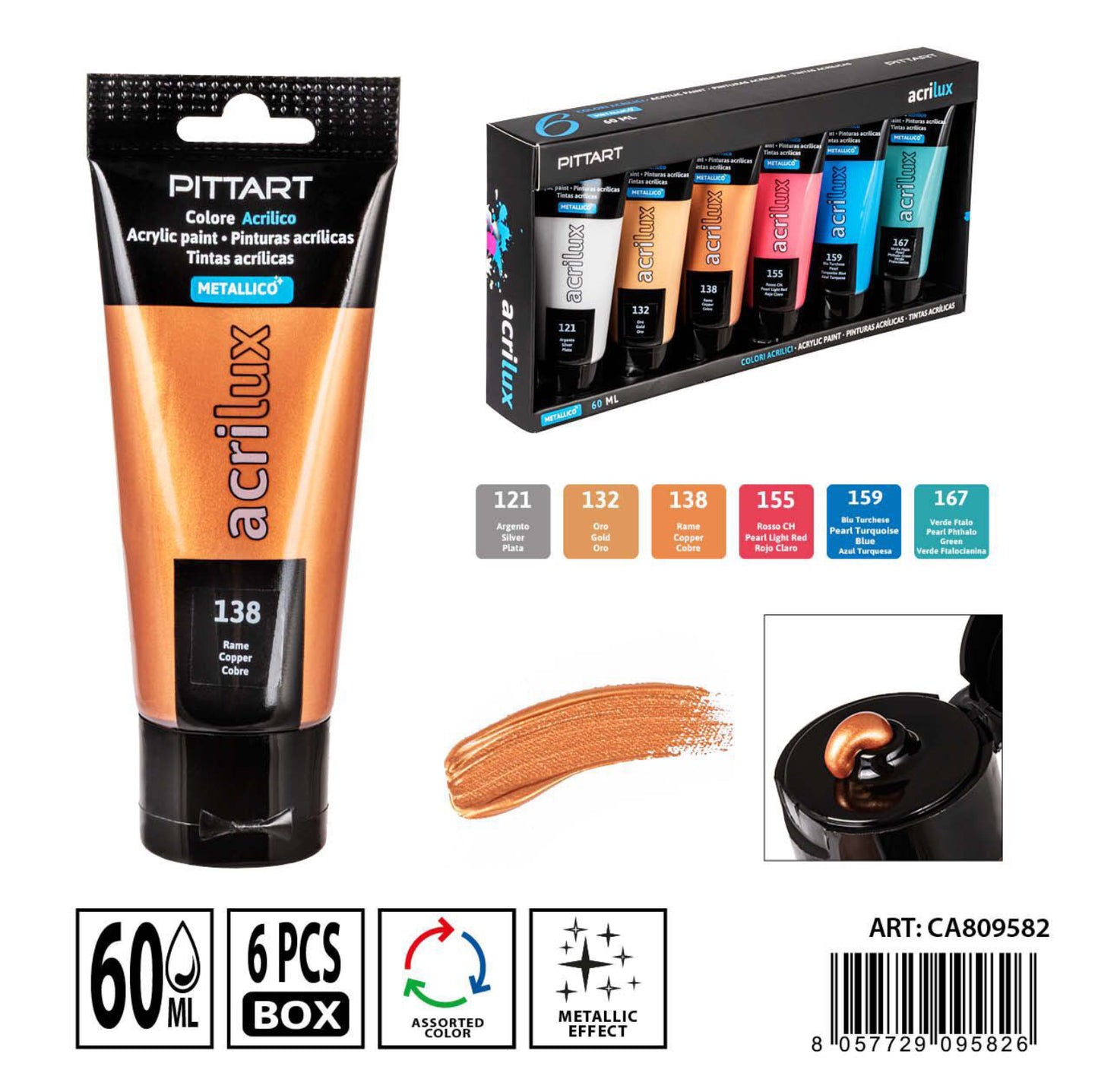 PRYMA colore acrilico 60ml 6pz metallic
