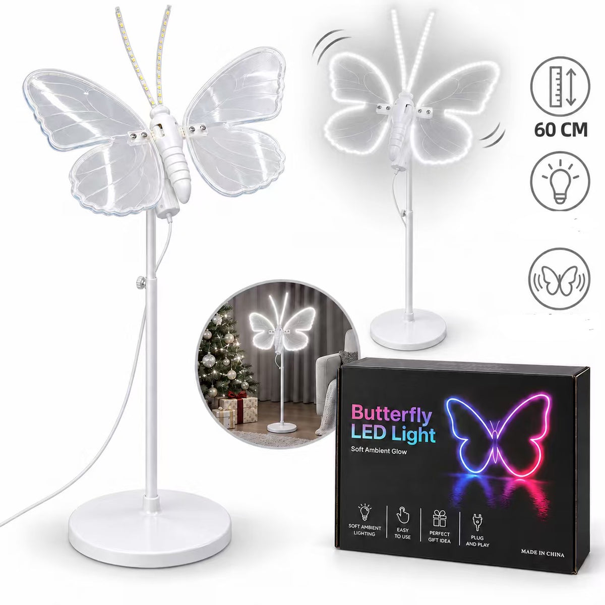 LUCE  BIANCA FARFALLA 60CM