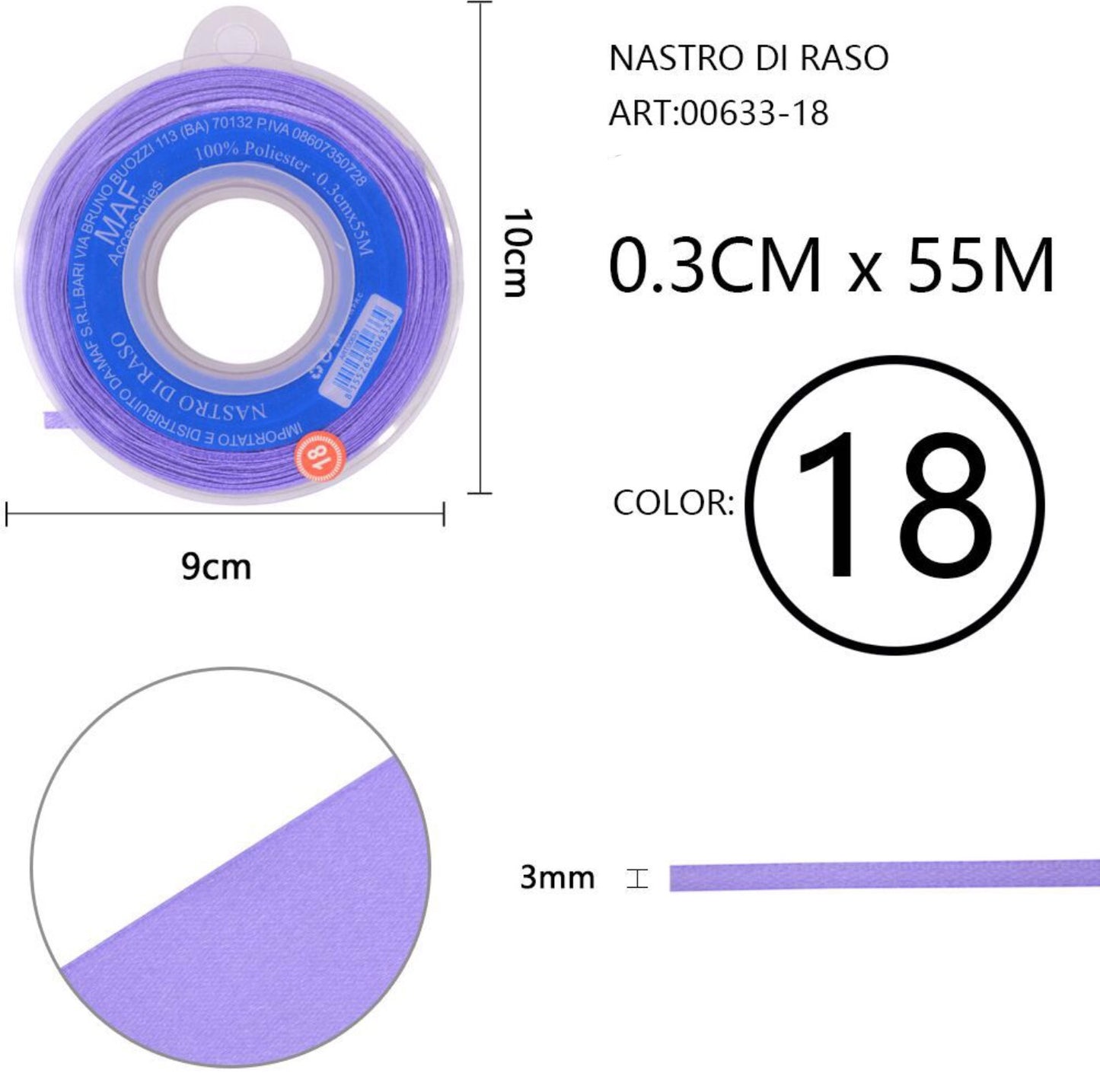 NASTRO di raso 0,3cmx55m 18