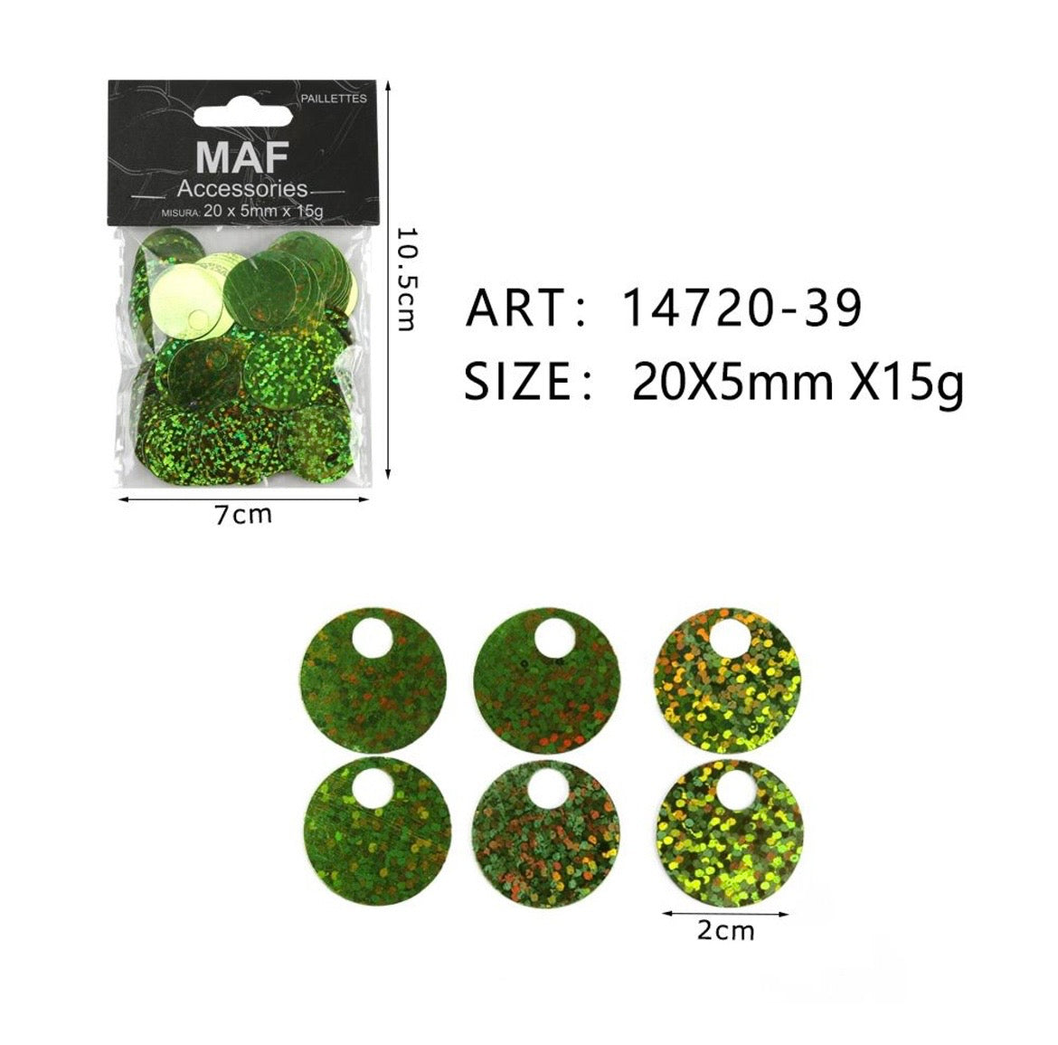 PAIETTE 20x5mm 15g ART.14720