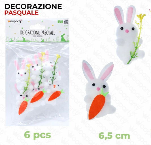 PASQUA decorazione coniglietti 6pz 6.5cm