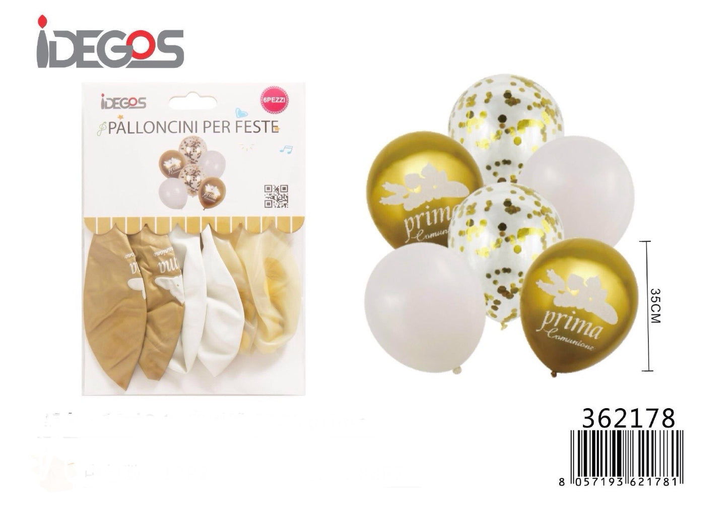 PALLONCINO PRIMA COMUNIONE 6pz 35cm