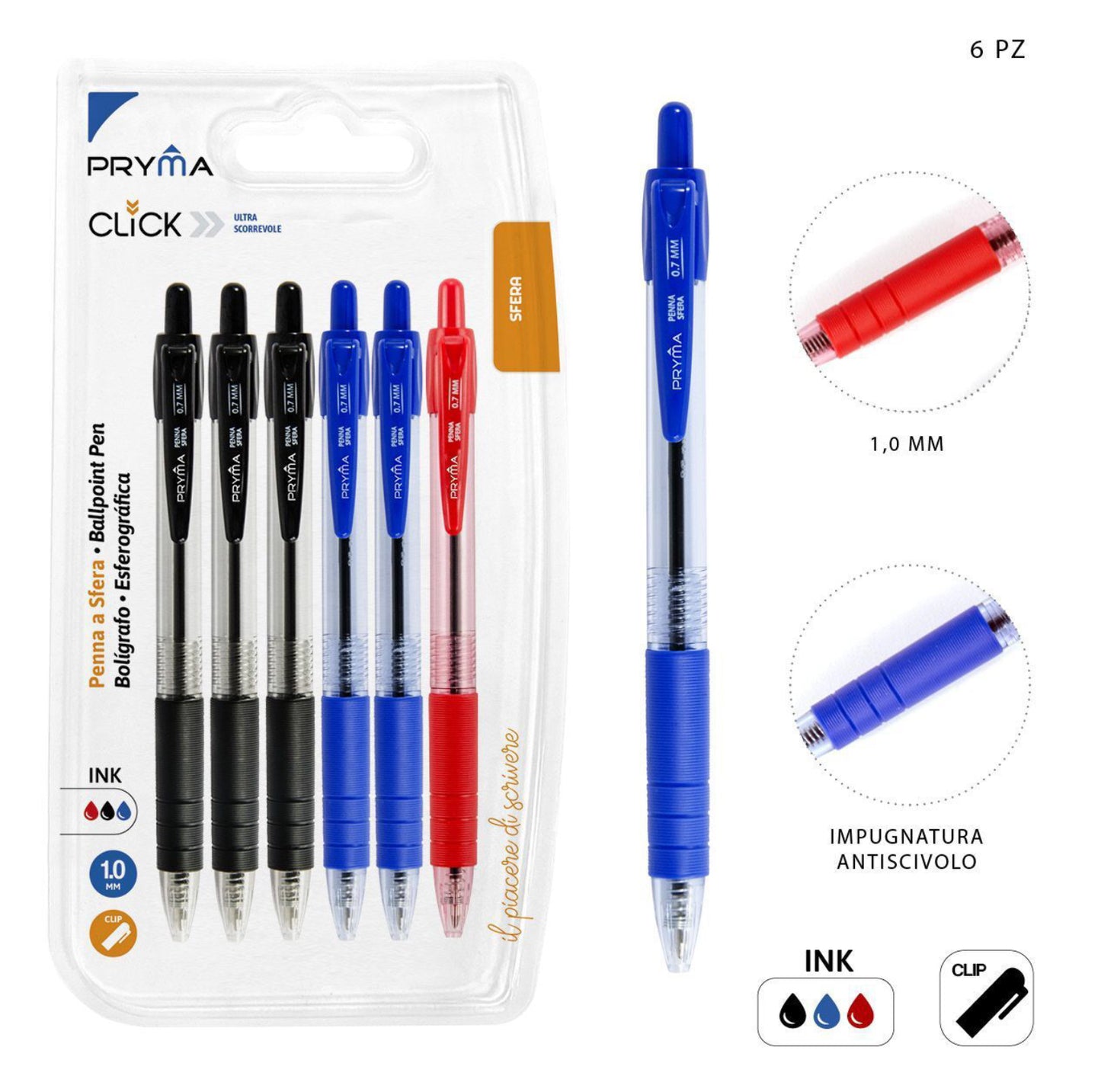 PRYMA penna a sfera 1,0mm 6pz