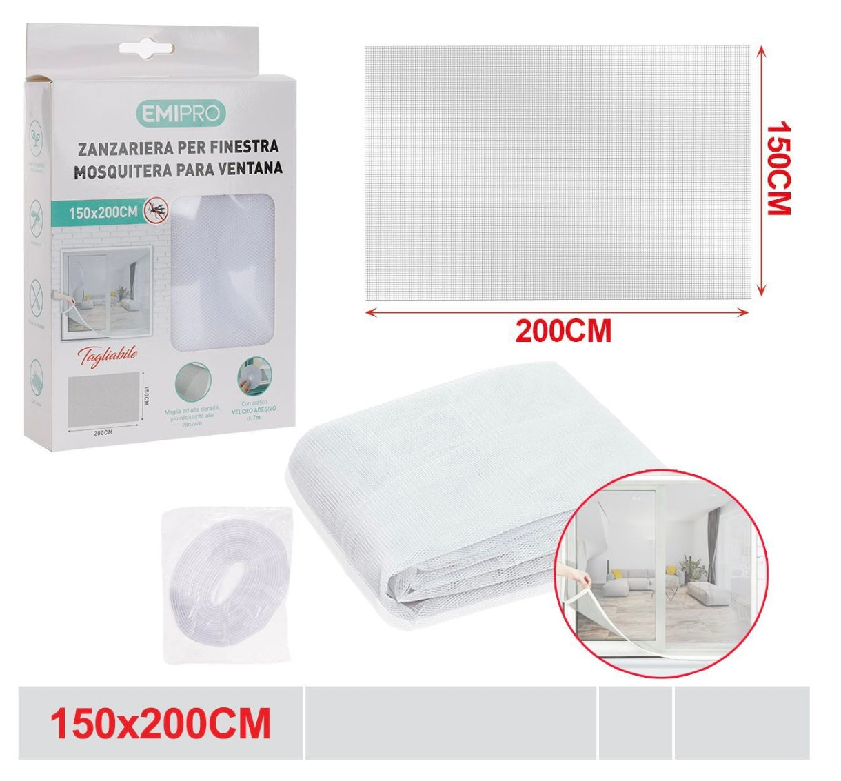 EMI ZANZARIERA PER FINESTRA 150*200CM