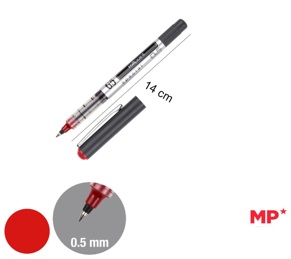 Penna a gel punta 0,5mm rollpoint rosso
