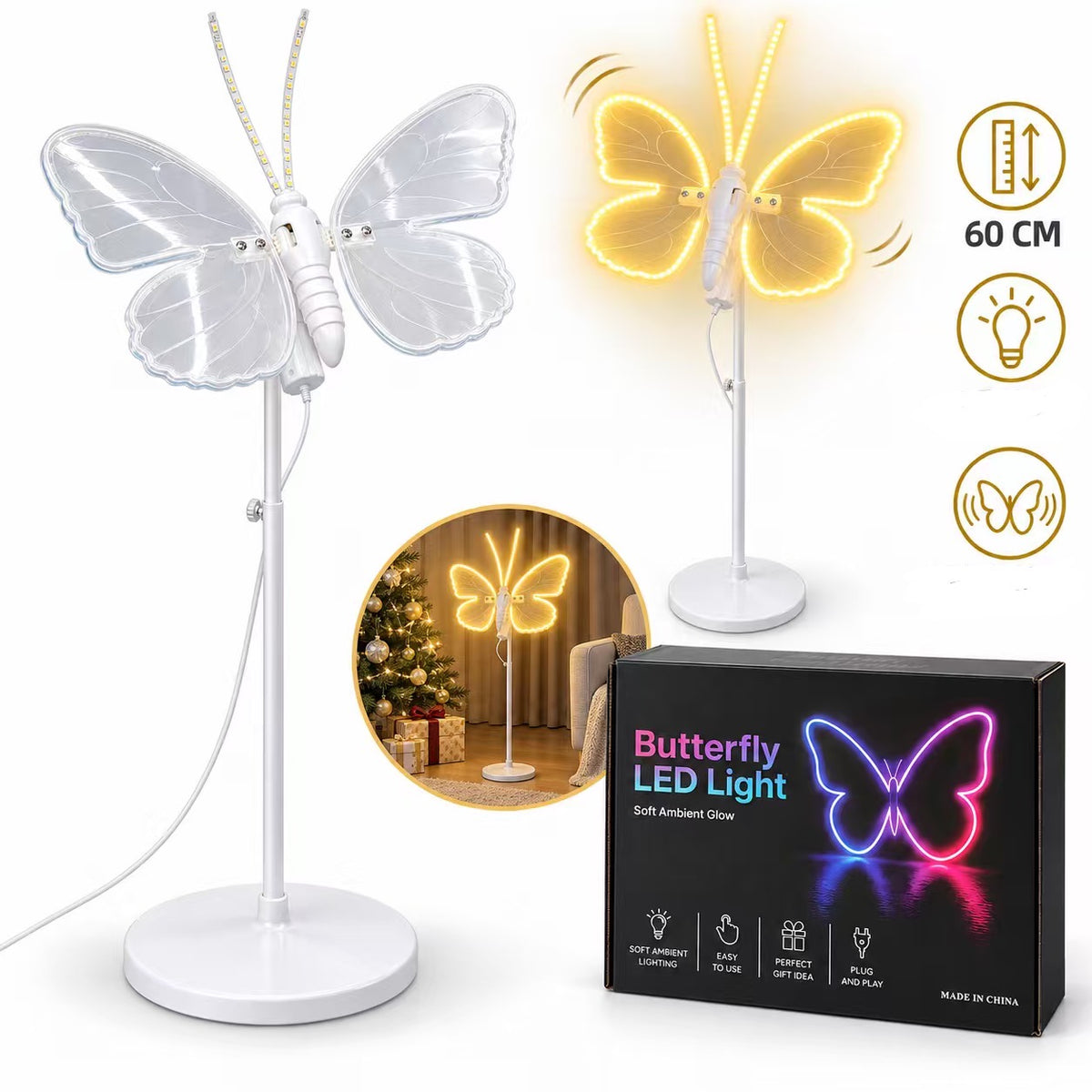 LUCE CALDA FARFALLA 60CM