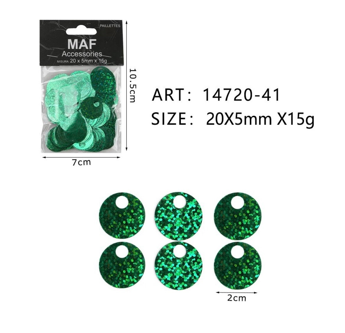 PAIETTE 20x5mm 15g ART.14720
