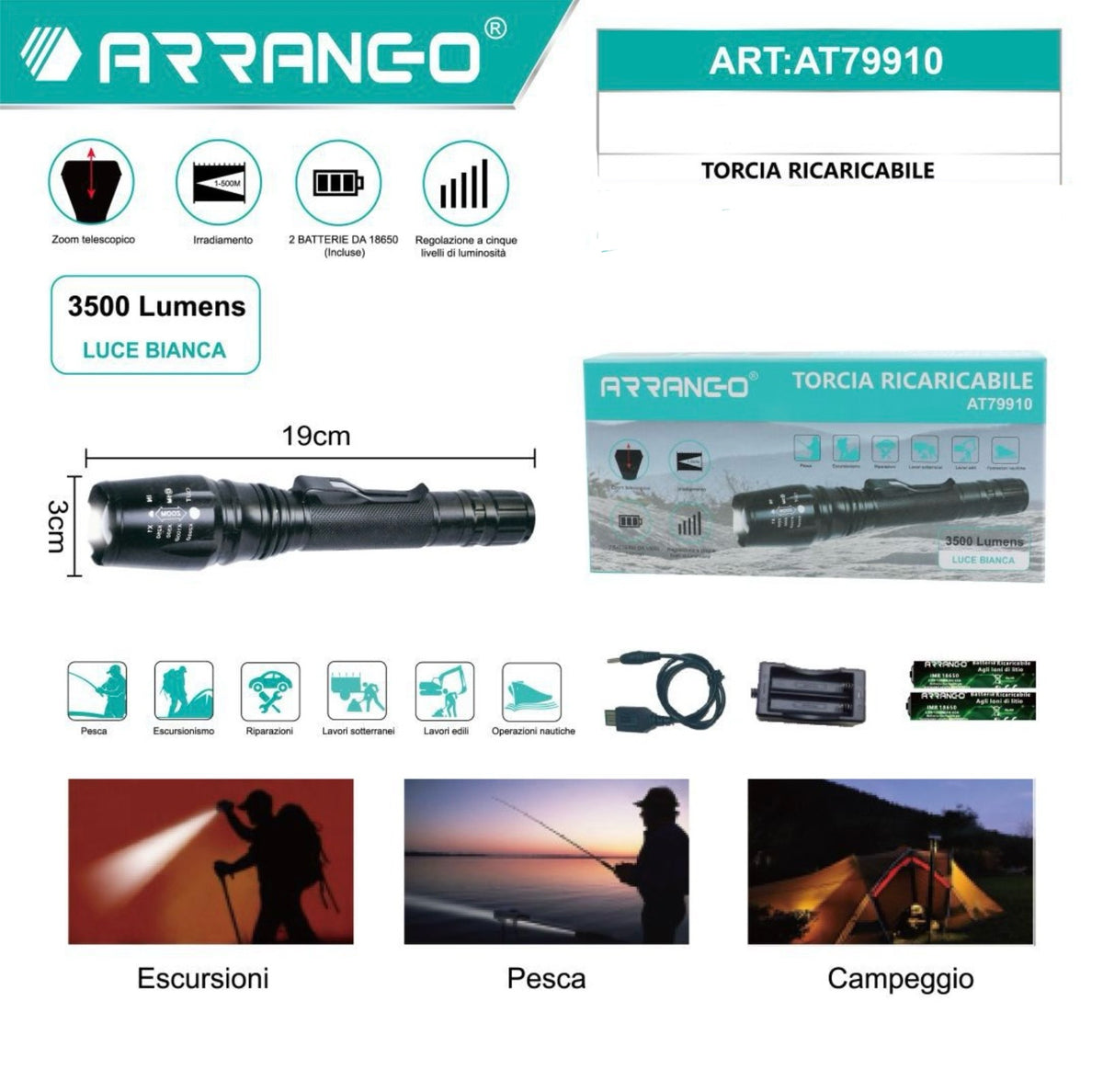 ARRANGO TORCIA RICARICABILE AT79910