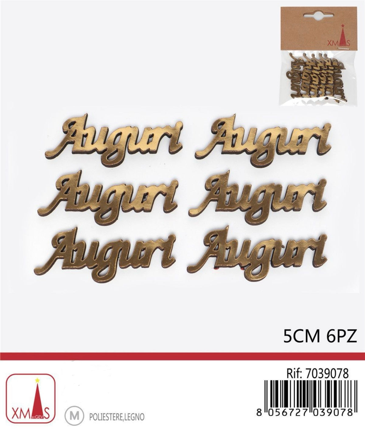 NATALIZIA scritta auguri 5cm 6pz