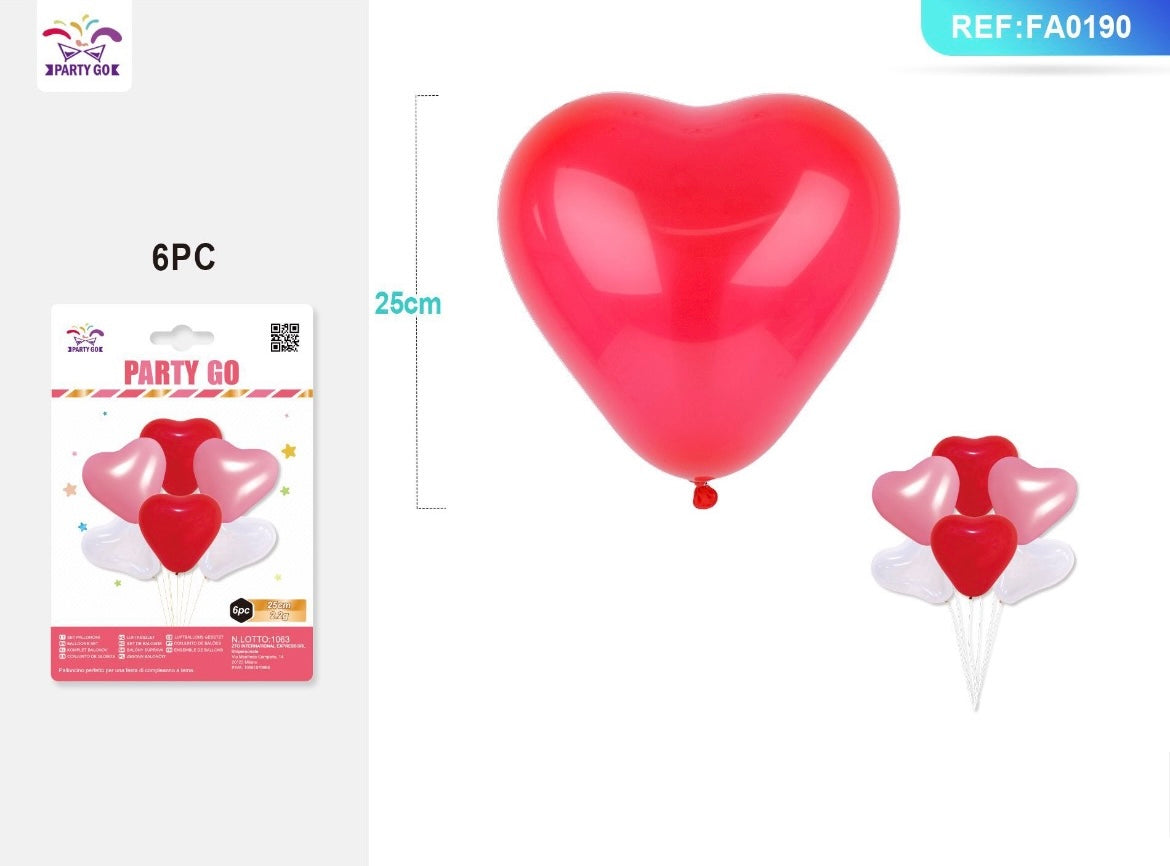 PALLONCINI CUORE 25CM 6PC