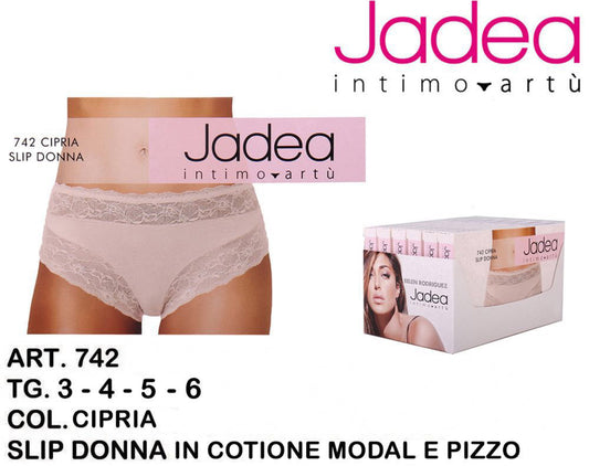 JADEA slip cotone bordo in pizzo cipria art.742
