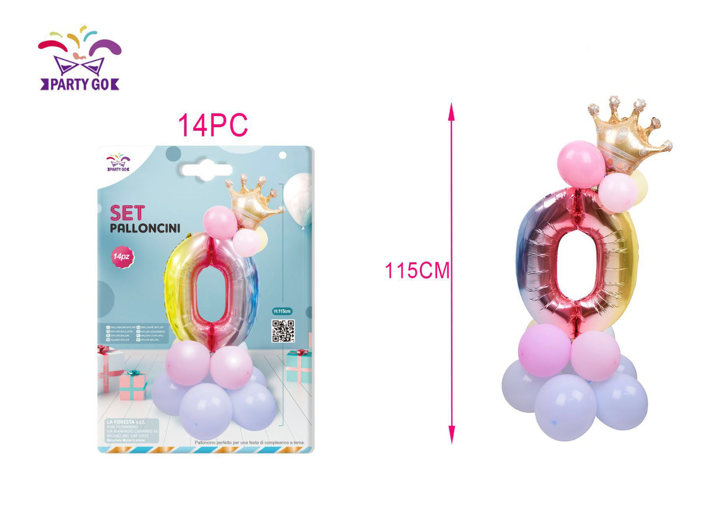 Set palloncini multicolor numero 0