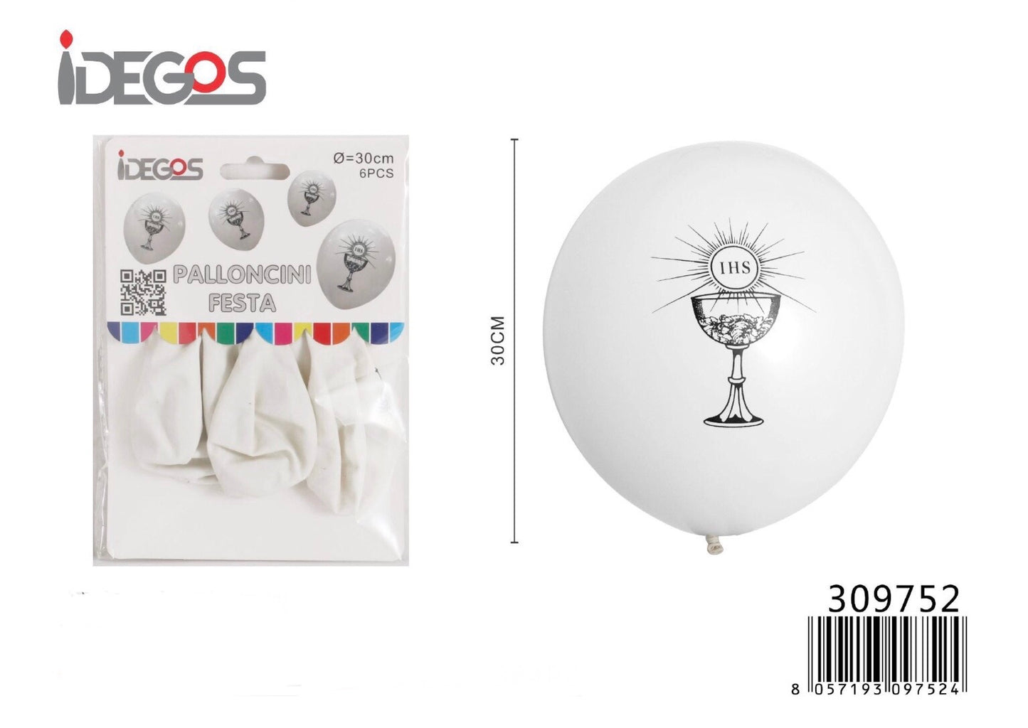 PALLONCINO cresima 6pz  30cm