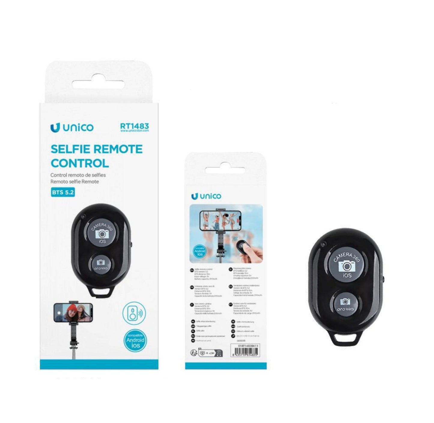 UNICO telecomando per selfie stick universale nero RT1483