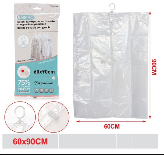 EMI SACCHI SALVASPAZIO SOTTOVUOTO CON GANCIO APPENDIBILE 60X90CM