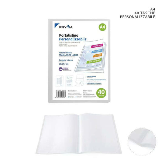 PRYMA PORTALISTINO  PERSONALIZZABILE A4 40tasche