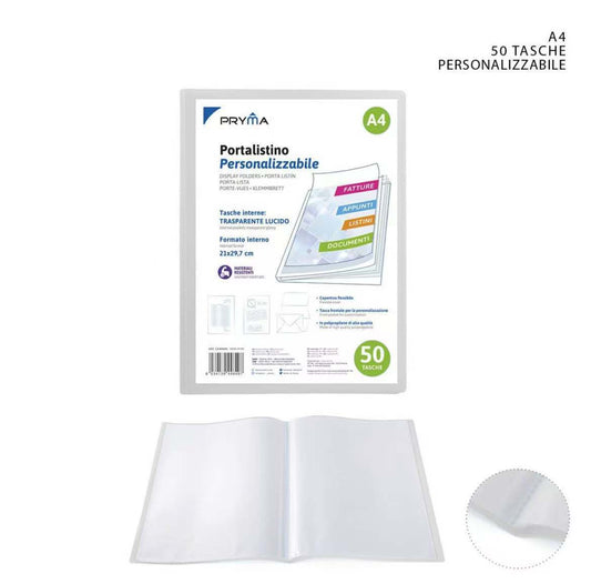 PRYMA PORTALISTINO  PERSONALIZZABILE A4 50tasche